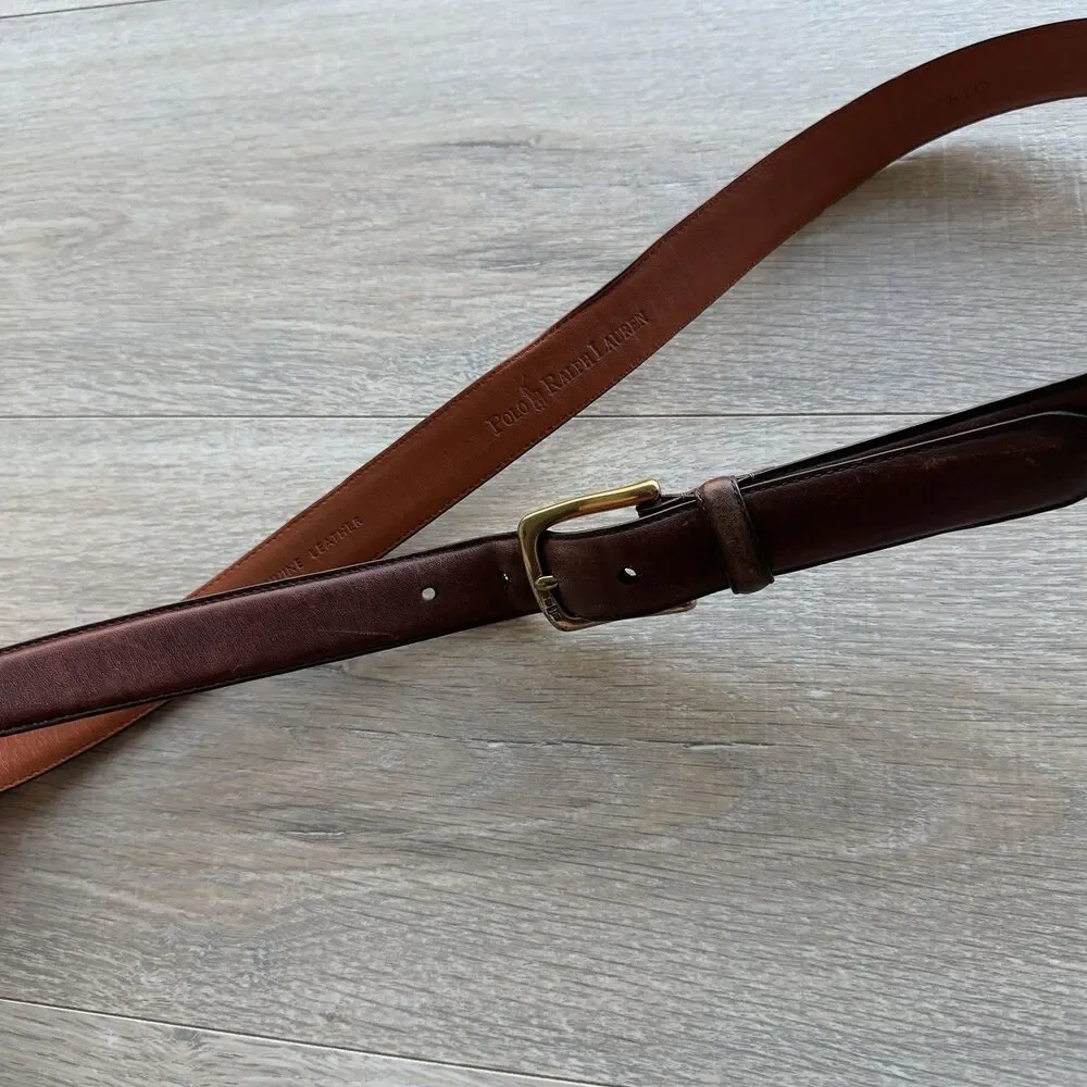POLO Ralph Lauren Mens SIZE 40 Brown Italian LEATHER 1